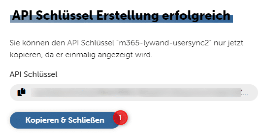 Lywand API Key kopieren